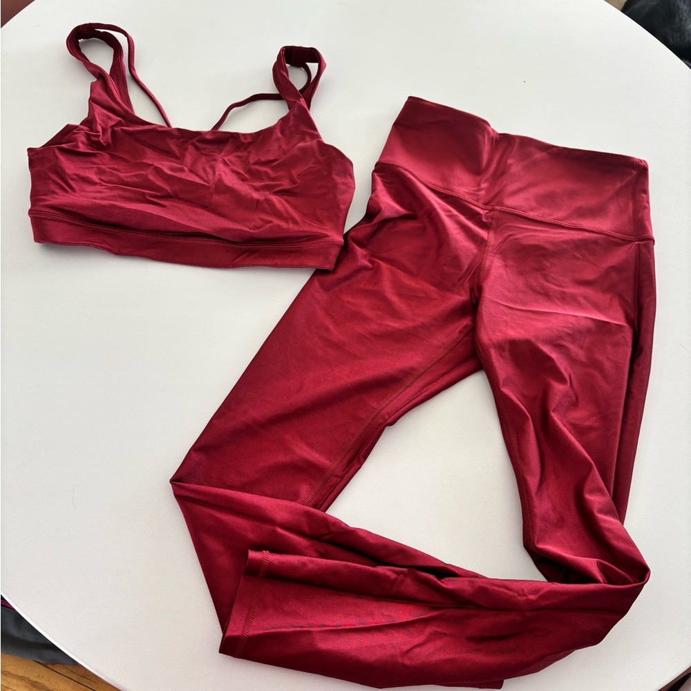 Athleta Elation Shine Red Bra & Legging Set – Size Medium